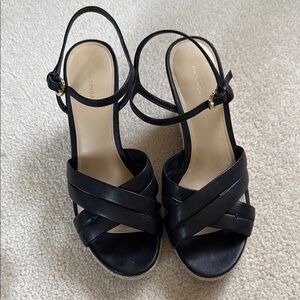 Via Spiga Black Strappy Sandals with Ankle Strap
